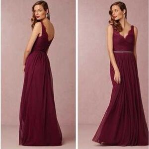 BHLDN Hitherto Fleur Dress in Burgundy tulle maxi size 12